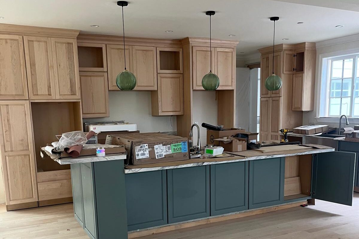 Kitchen remodeling project of a wooden kitchen