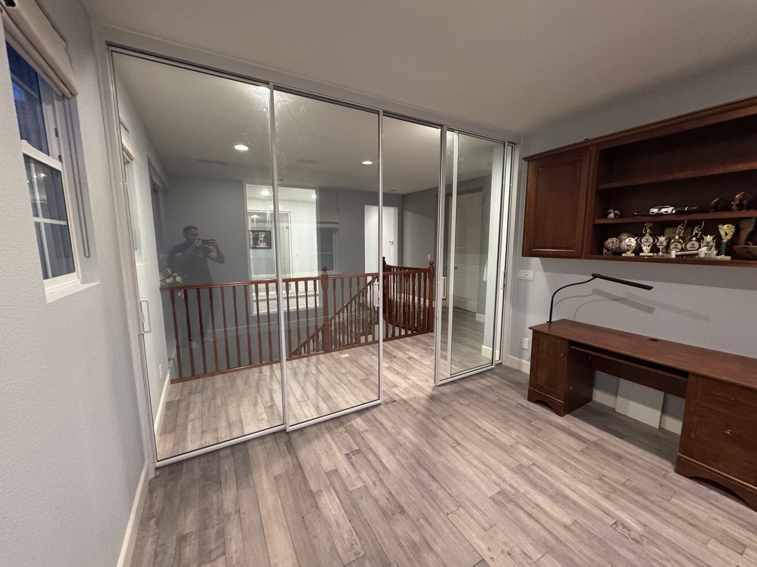Contemporary interior glass doors providing a stylish separation between rooms while maintaining an open, bright and connected feel